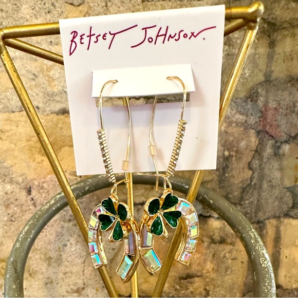 Betsey Johnson Jewelry - Betsey Johnson Lucky Horseshoe Dangle Earrings